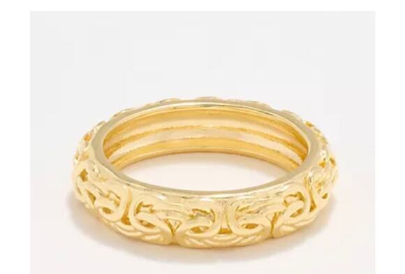 Ultrafine Jewelry - UltraFine 950 Silver gold plated 5mm Byzantine Ring size 6